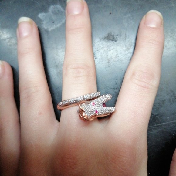 1 DY Sale ONLY! 14K ROSE GOLD DRAGON WHite Sapph R - Picture 9 of 16